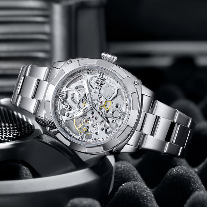 Luxury Mechanical Watches Skeleton Waterproof Men Automatic Watch Stainless Steel Mens Watch