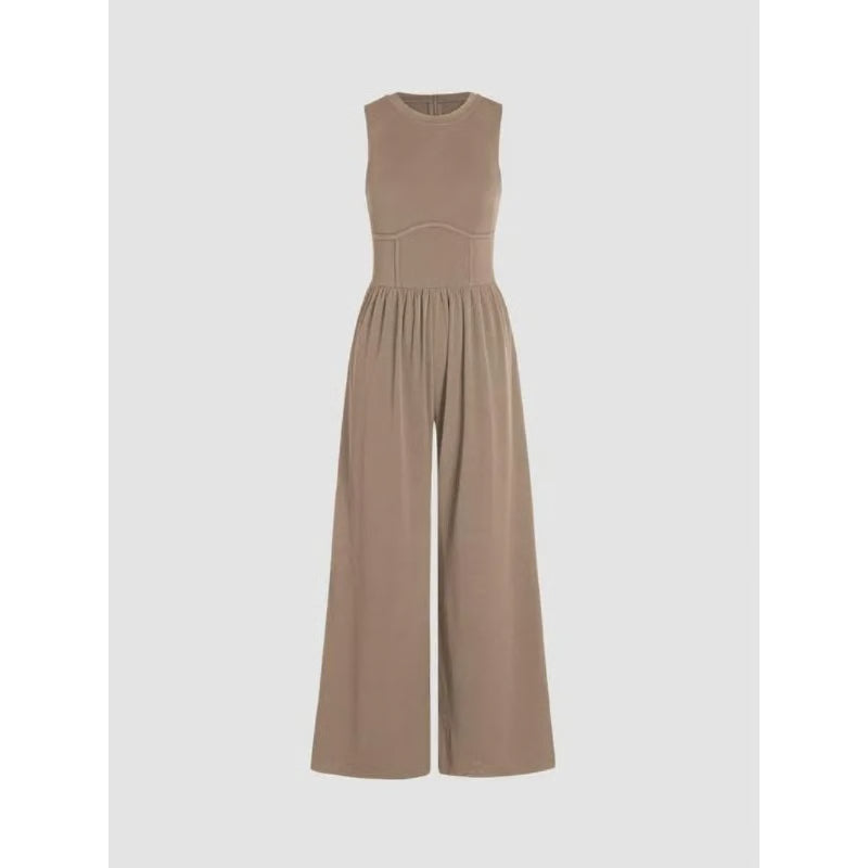 Women's High Waist Patent Leather Wide Leg Jumpsuit