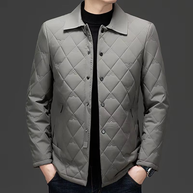 Top Grade Men's Diamond Quilted Bubble Coat – Winter Parka Jacket with Turn-Down Collar for Warmth and Style