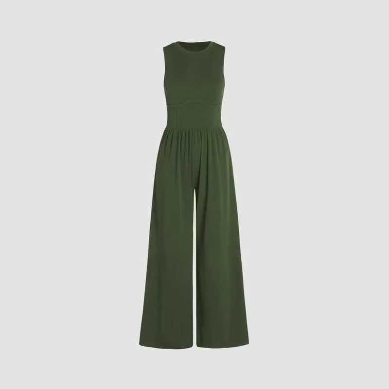 Women's High Waist Patent Leather Wide Leg Jumpsuit