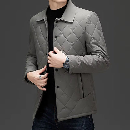 Top Grade Men's Diamond Quilted Bubble Coat – Winter Parka Jacket with Turn-Down Collar for Warmth and Style