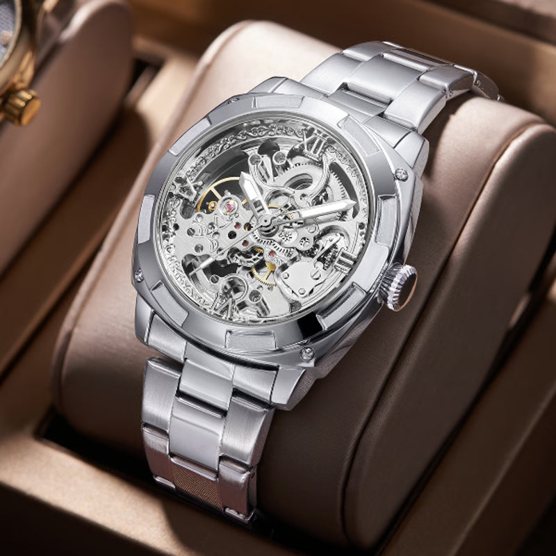 Luxury Mechanical Watches Skeleton Waterproof Men Automatic Watch Stainless Steel Mens Watch