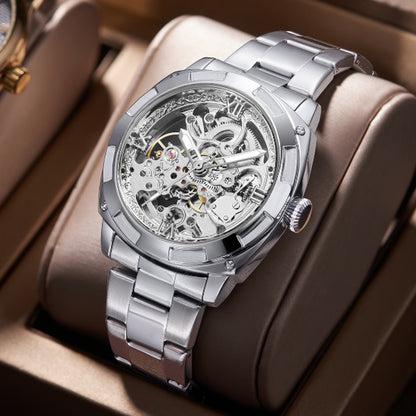 Luxury Mechanical Watches Skeleton Waterproof Men Automatic Watch Stainless Steel Mens Watch