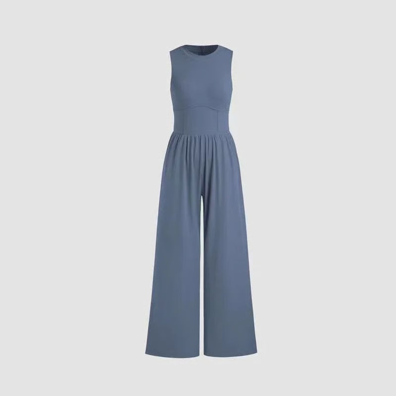 Women's High Waist Patent Leather Wide Leg Jumpsuit