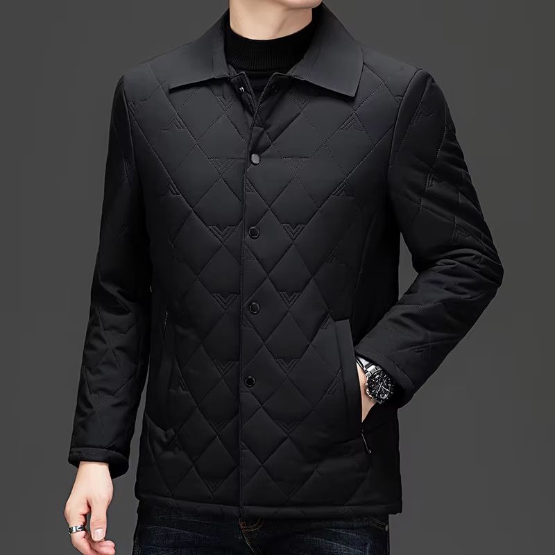 Top Grade Men's Diamond Quilted Bubble Coat – Winter Parka Jacket with Turn-Down Collar for Warmth and Style