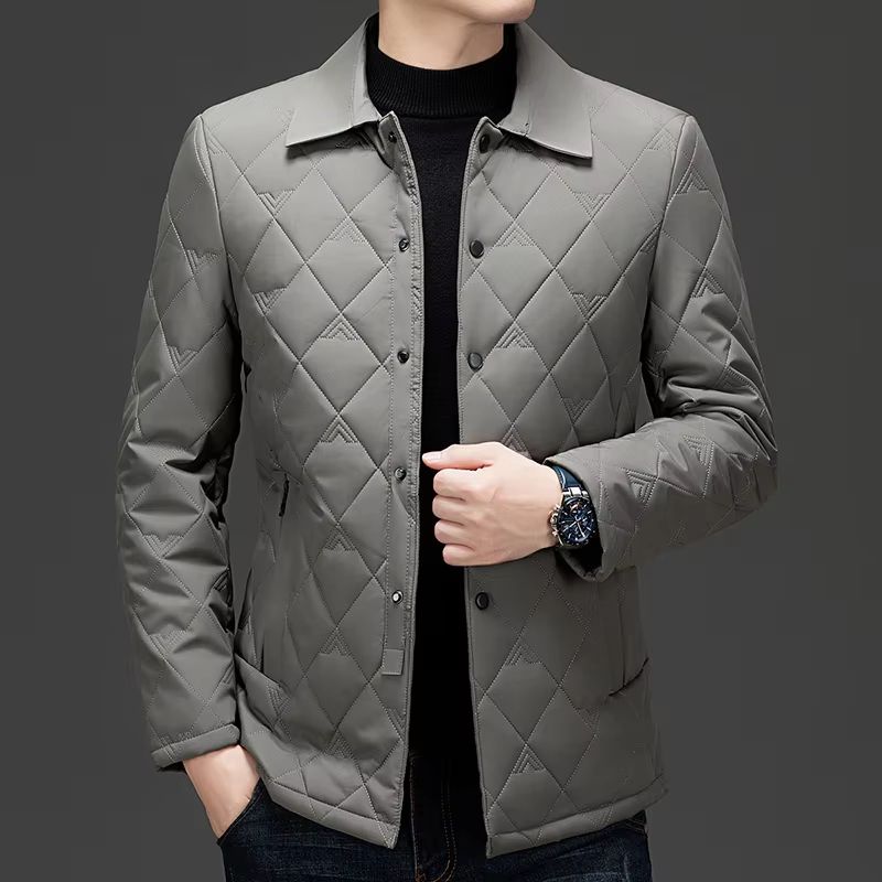 Top Grade Men's Diamond Quilted Bubble Coat – Winter Parka Jacket with Turn-Down Collar for Warmth and Style