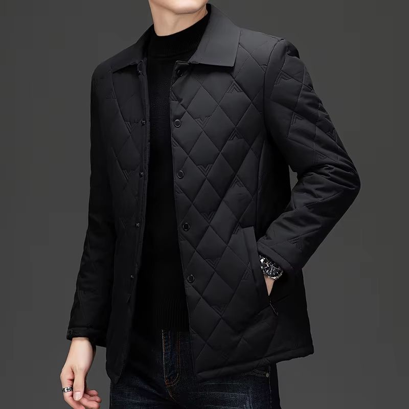 Top Grade Men's Diamond Quilted Bubble Coat – Winter Parka Jacket with Turn-Down Collar for Warmth and Style