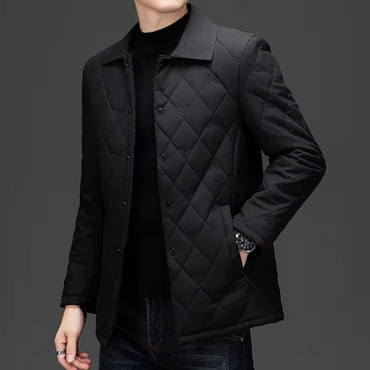 Top Grade Men's Diamond Quilted Bubble Coat – Winter Parka Jacket with Turn-Down Collar for Warmth and Style