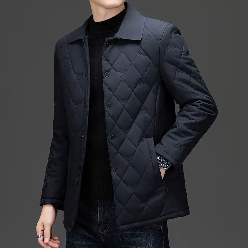 Top Grade Men's Diamond Quilted Bubble Coat – Winter Parka Jacket with Turn-Down Collar for Warmth and Style