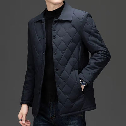 Top Grade Men's Diamond Quilted Bubble Coat – Winter Parka Jacket with Turn-Down Collar for Warmth and Style